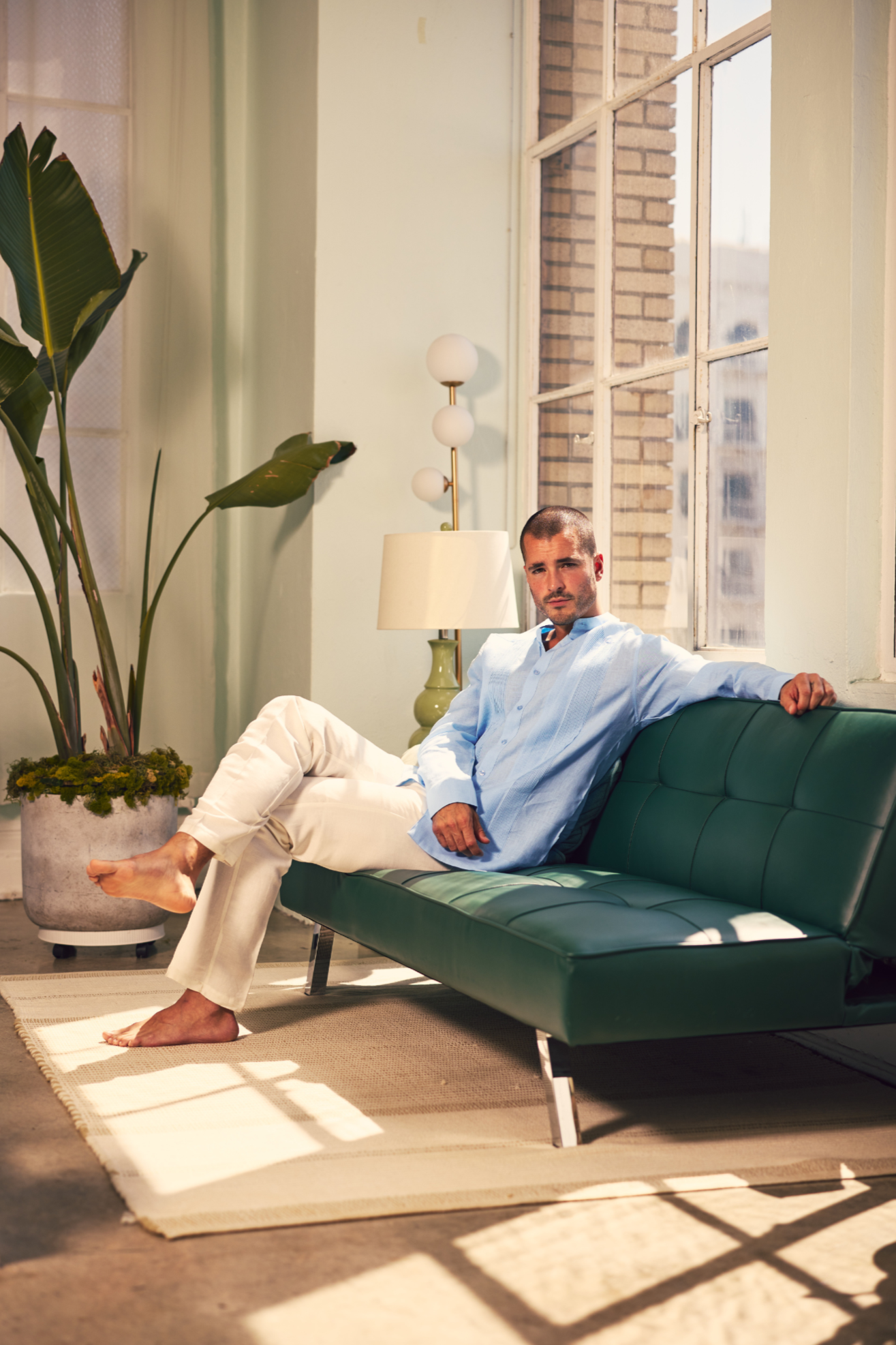 Guayabera de boda para hombre, 100 % lino, con cuello mandarín y detalles plisados