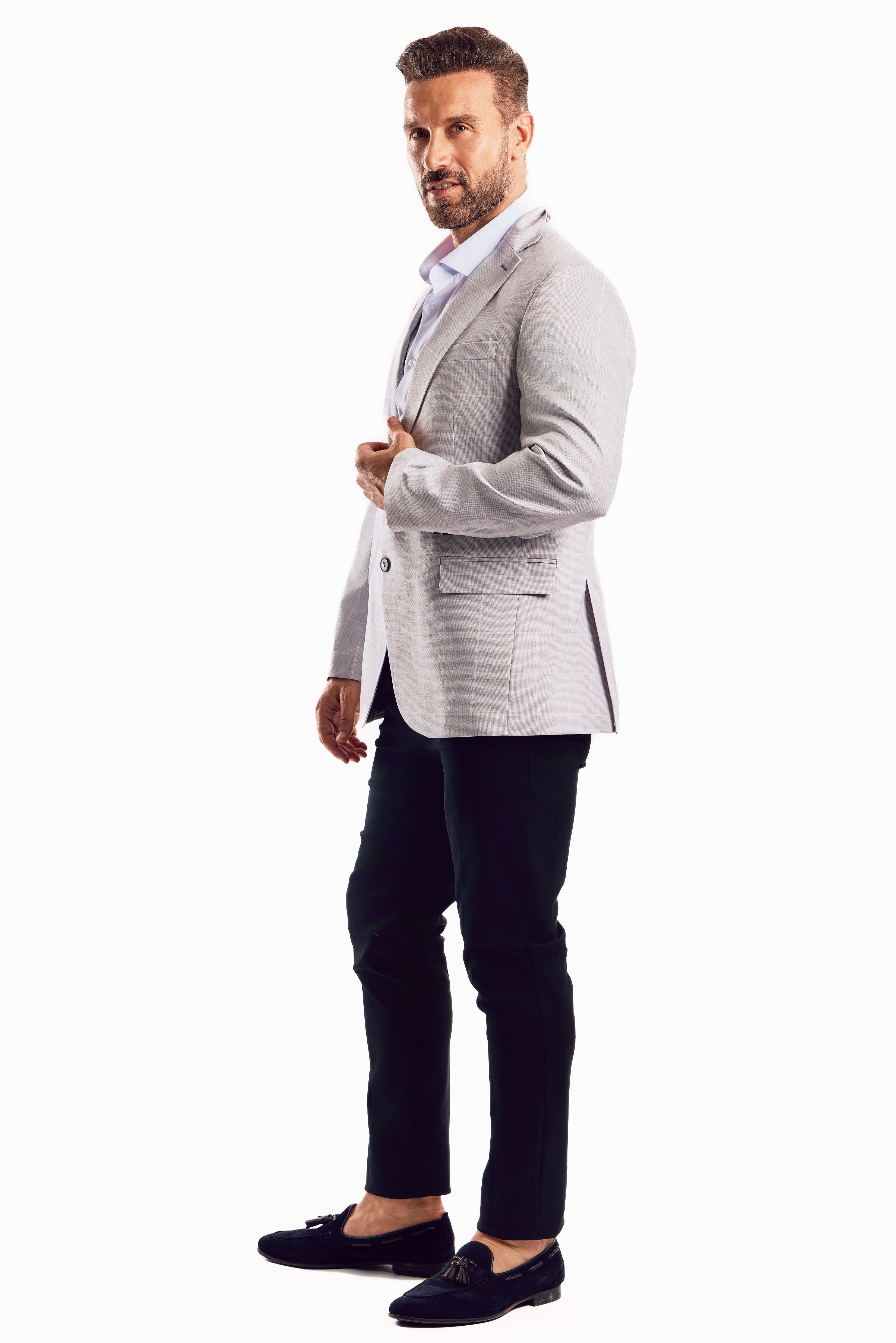 Chaqueta deportiva con estampado de cuadros claros Mojito Reserve para hombre