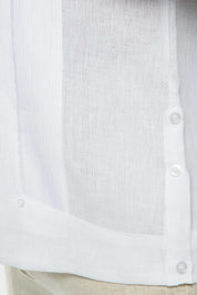 Camisa Guayabera de Lino 100% Teñida con Hilo para Hombre, Manga Corta, Diseño de 2 Bolsillos