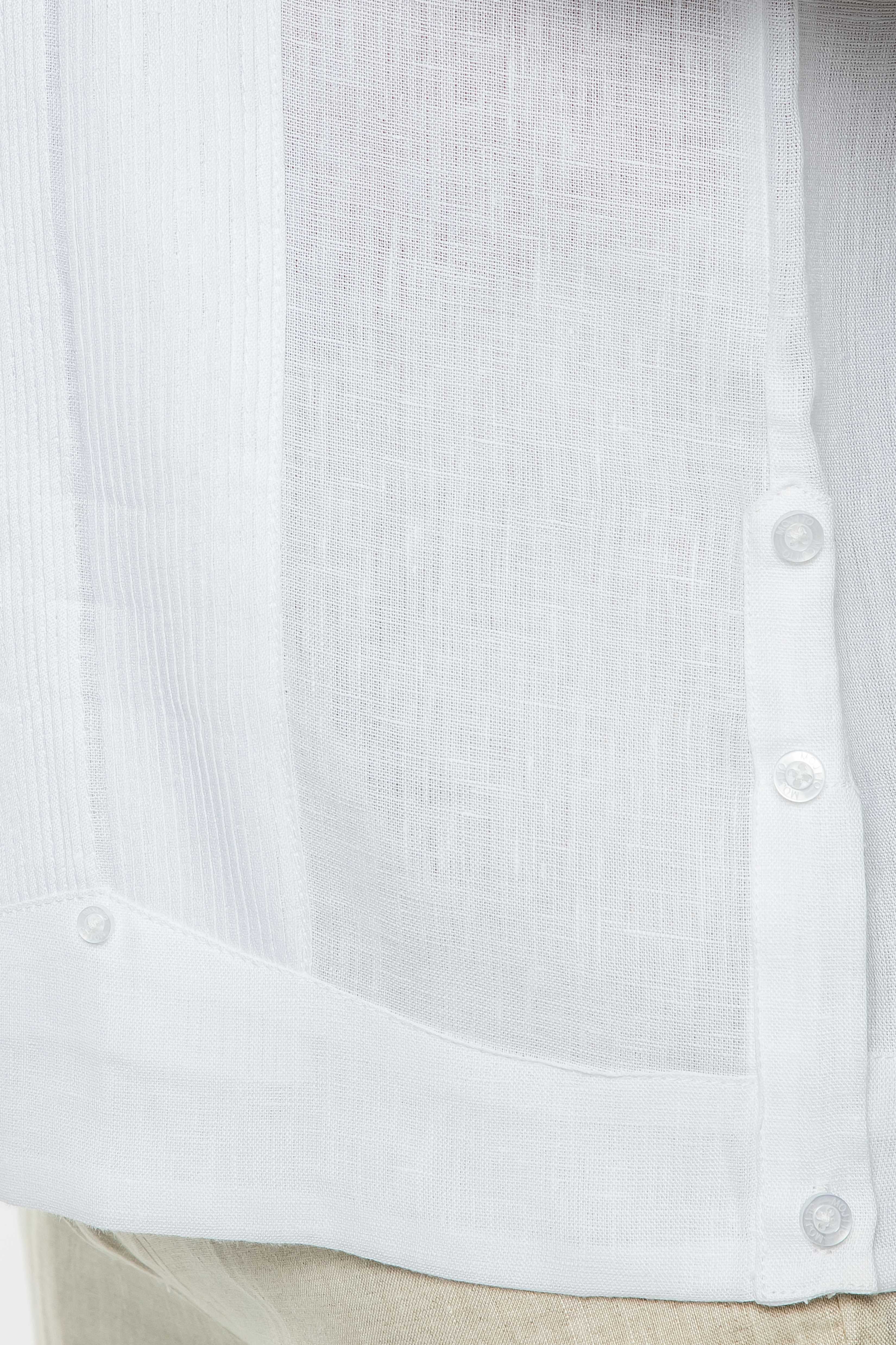 Camisa Guayabera de Lino 100% Teñida con Hilo para Hombre, Manga Corta, Diseño de 2 Bolsillos