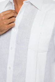 Camisa Guayabera de Manga Larga para Hombre, 100% Lino, Diseño de Dos Bolsillos