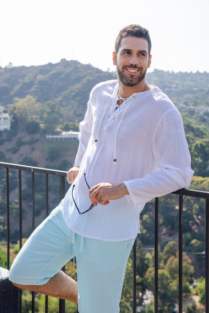 Camisa de manga larga con cordones para playa para hombre – Mojito