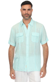 Men's Beach Two Pocket Short Sleeve Beach Button Down