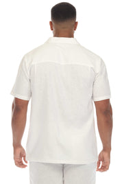Men's Causal Beach Resort Wear Camp Collar Short Sleeve Linen Blend Button Down Shirt