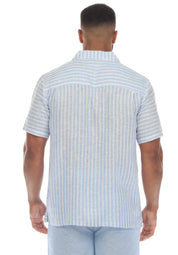 Men's Causal Beach Resort Wear Shirt Multicolor Striped Linen Blend