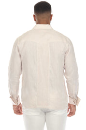 Camisa de boda guayabera 100 % lino para hombre: guayabera clásica plisada con puños franceses