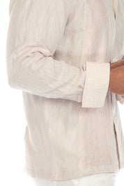 Camisa de boda guayabera 100 % lino para hombre: guayabera clásica plisada con puños franceses