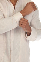 Camisa de boda guayabera 100 % lino para hombre: guayabera clásica plisada con puños franceses