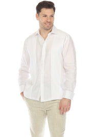 Camisa de boda guayabera 100 % lino para hombre: guayabera clásica plisada con puños franceses