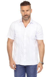 Camisa Guayabera de Mezcla de Algodón para Hombre, Manga Corta, con Estampado de Micro Cuadros