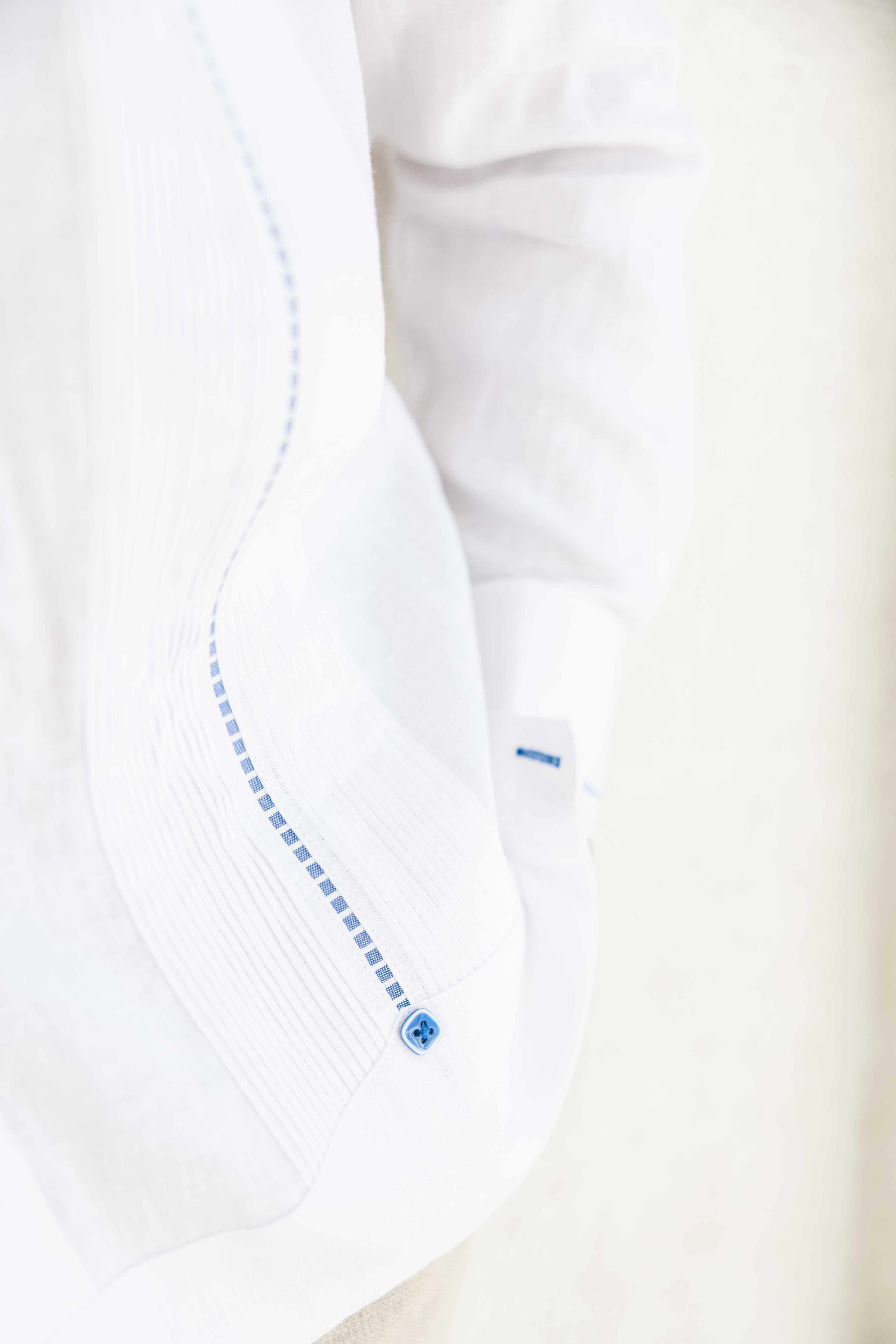 Camisa Guayabera para Hombre 100% Lino con Ribete en Contraste Manga Larga y Puño Francés