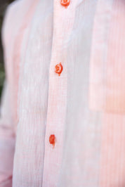 Men's 100% Linen Guayabera Shirt Long Sleeve - Heritage Pleats and Artisan Buttons