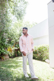 Men's 100% Linen Guayabera Shirt Long Sleeve - Heritage Pleats and Artisan Buttons