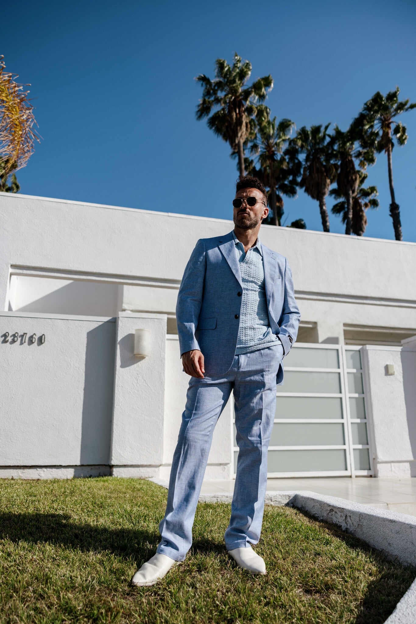 Traje de mezcla de poliéster y lino texturizado para hombre Mojito Reserve