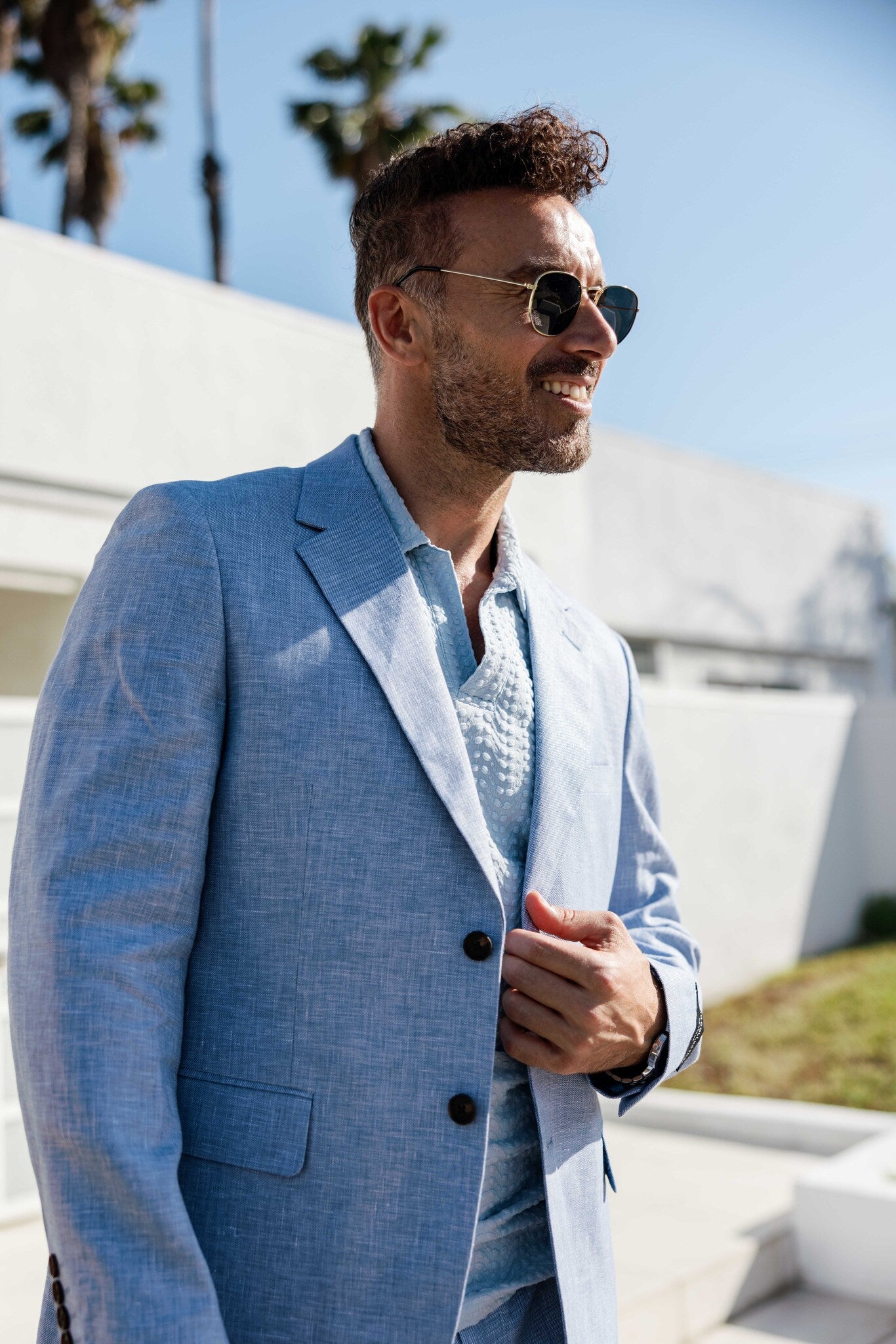 Traje de mezcla de poliéster y lino texturizado para hombre Mojito Reserve