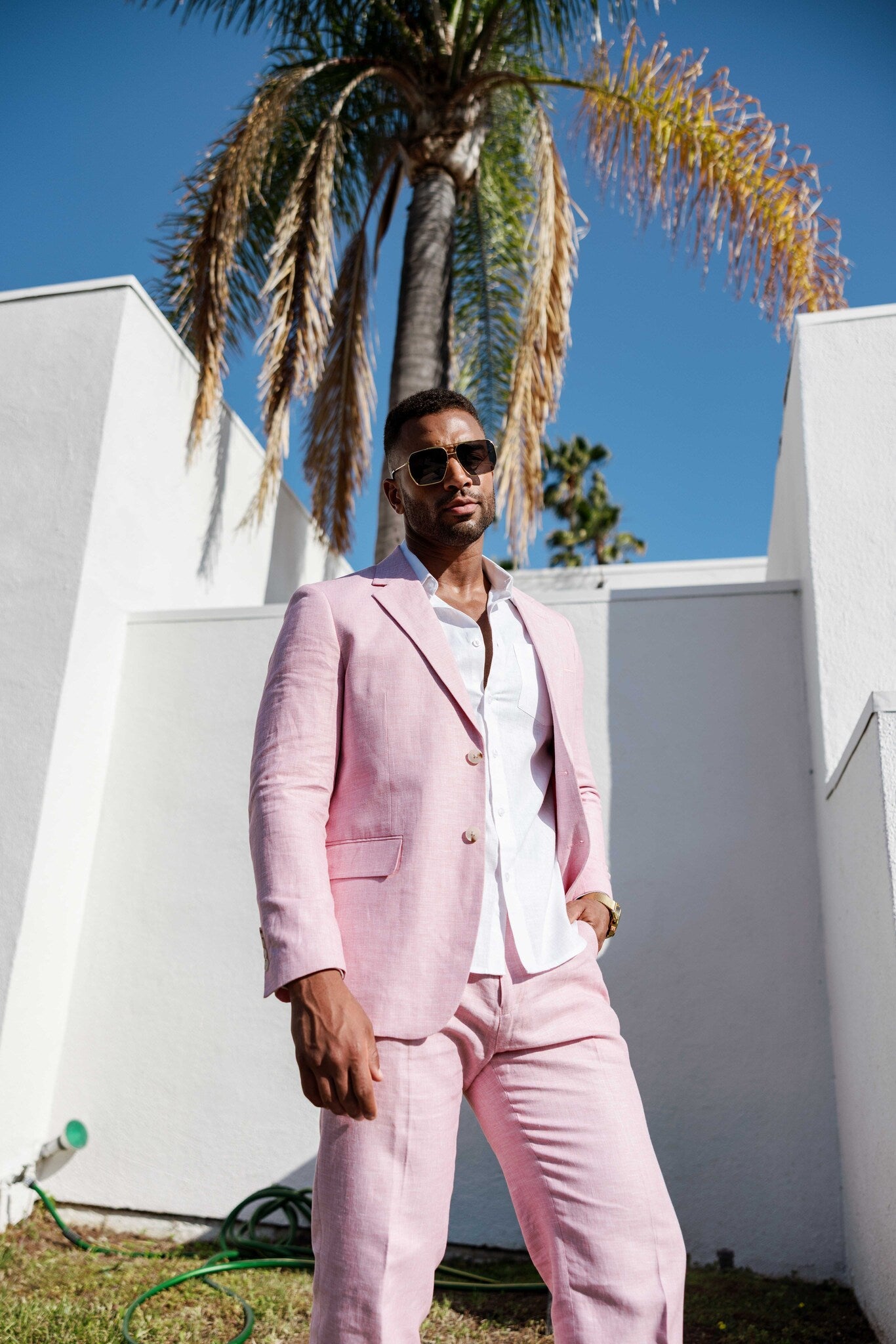 Traje de mezcla de poliéster y lino texturizado para hombre Mojito Reserve