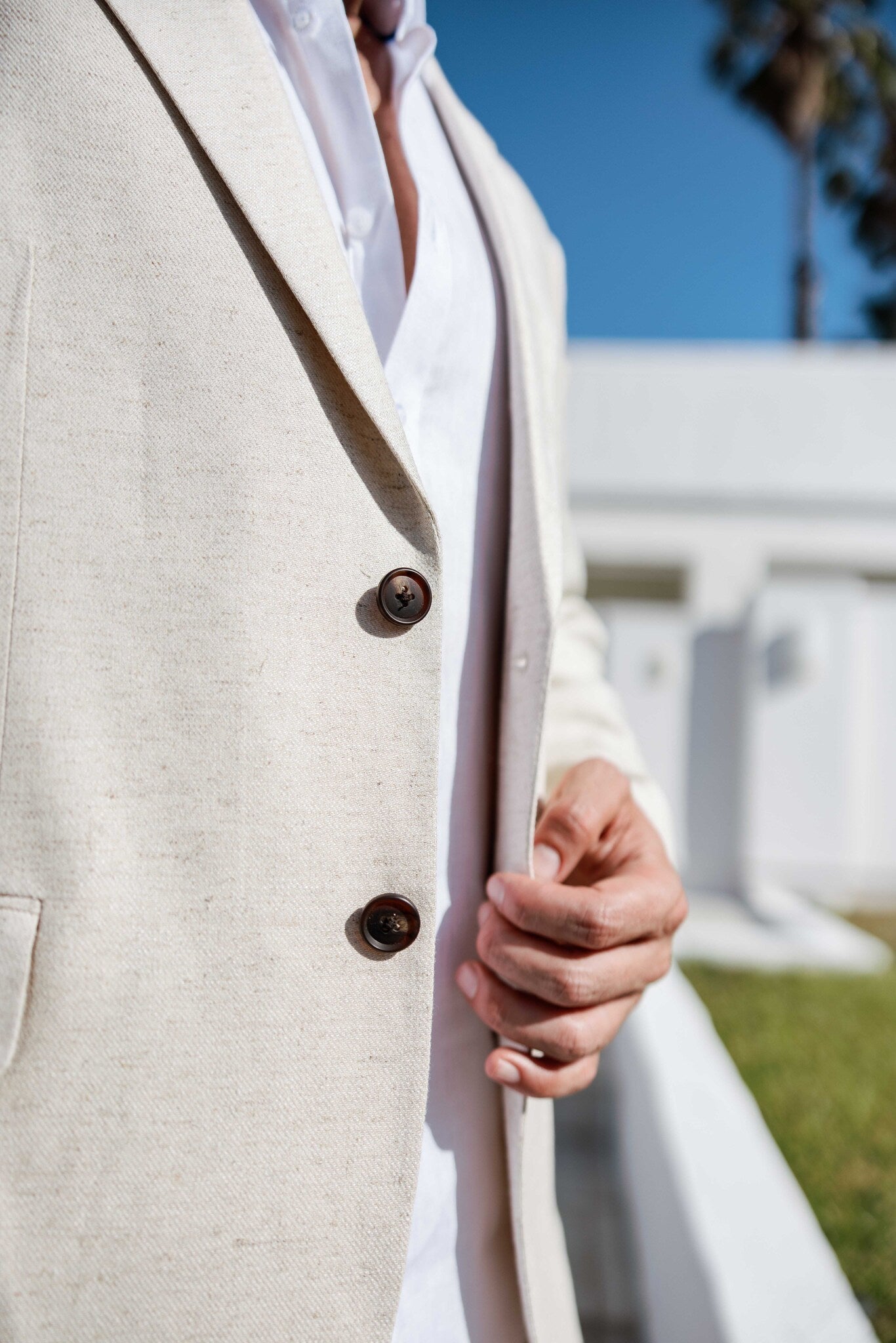 Traje de mezcla de poliéster y lino texturizado para hombre Mojito Reserve