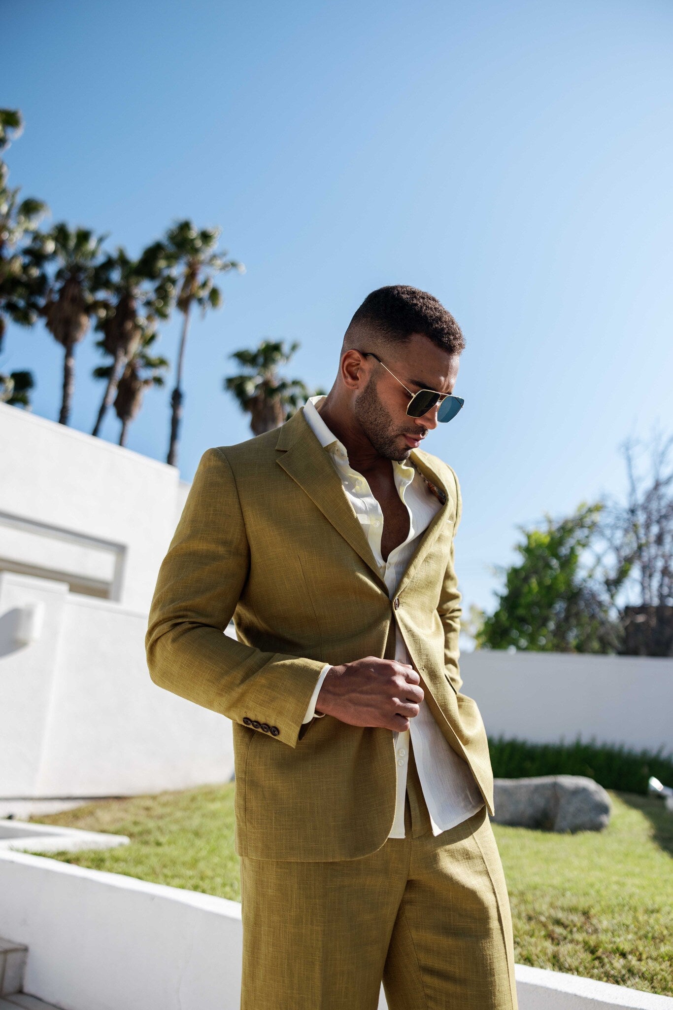 Traje de mezcla de poliéster y lino texturizado para hombre Mojito Reserve