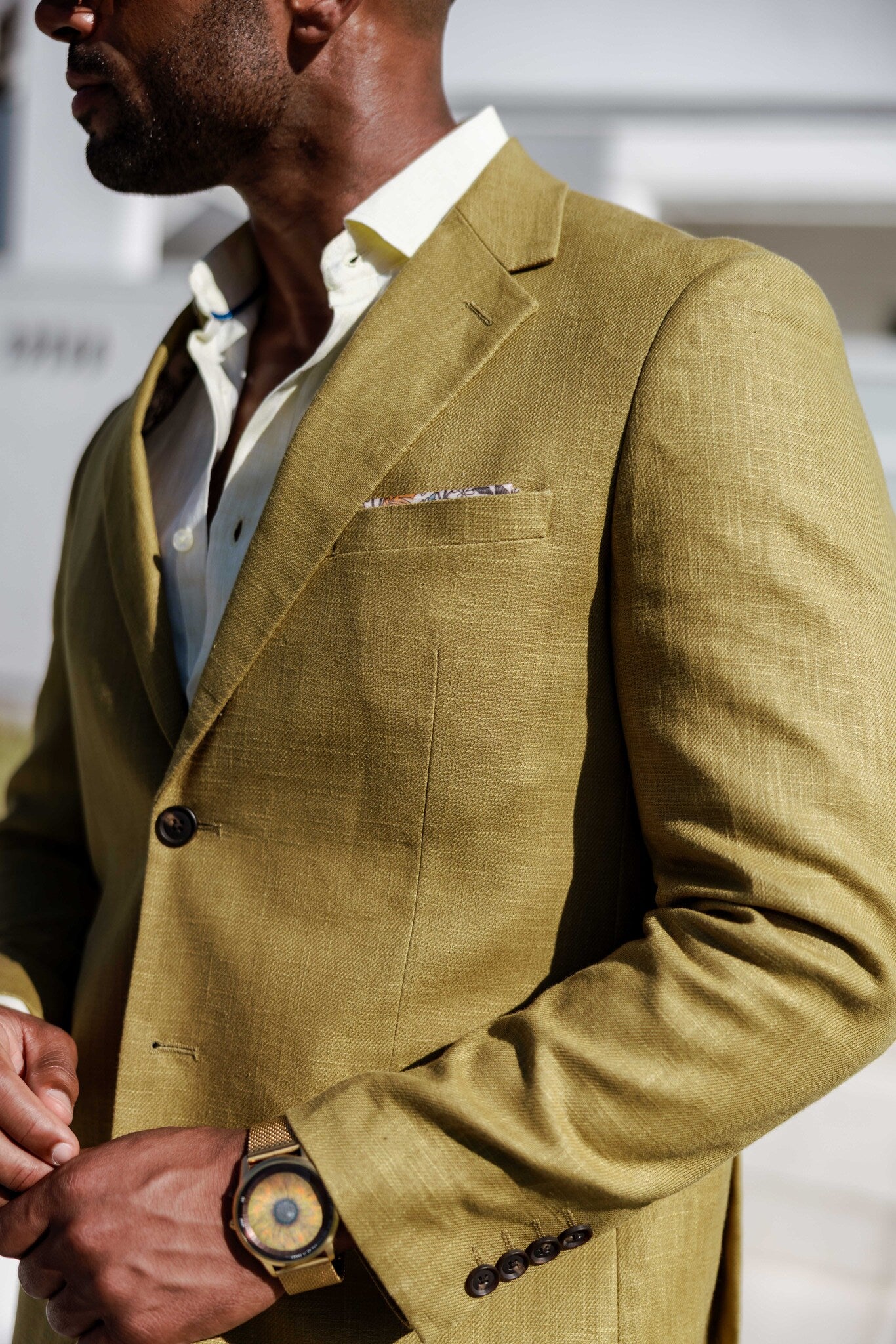 Traje de mezcla de poliéster y lino texturizado para hombre Mojito Reserve