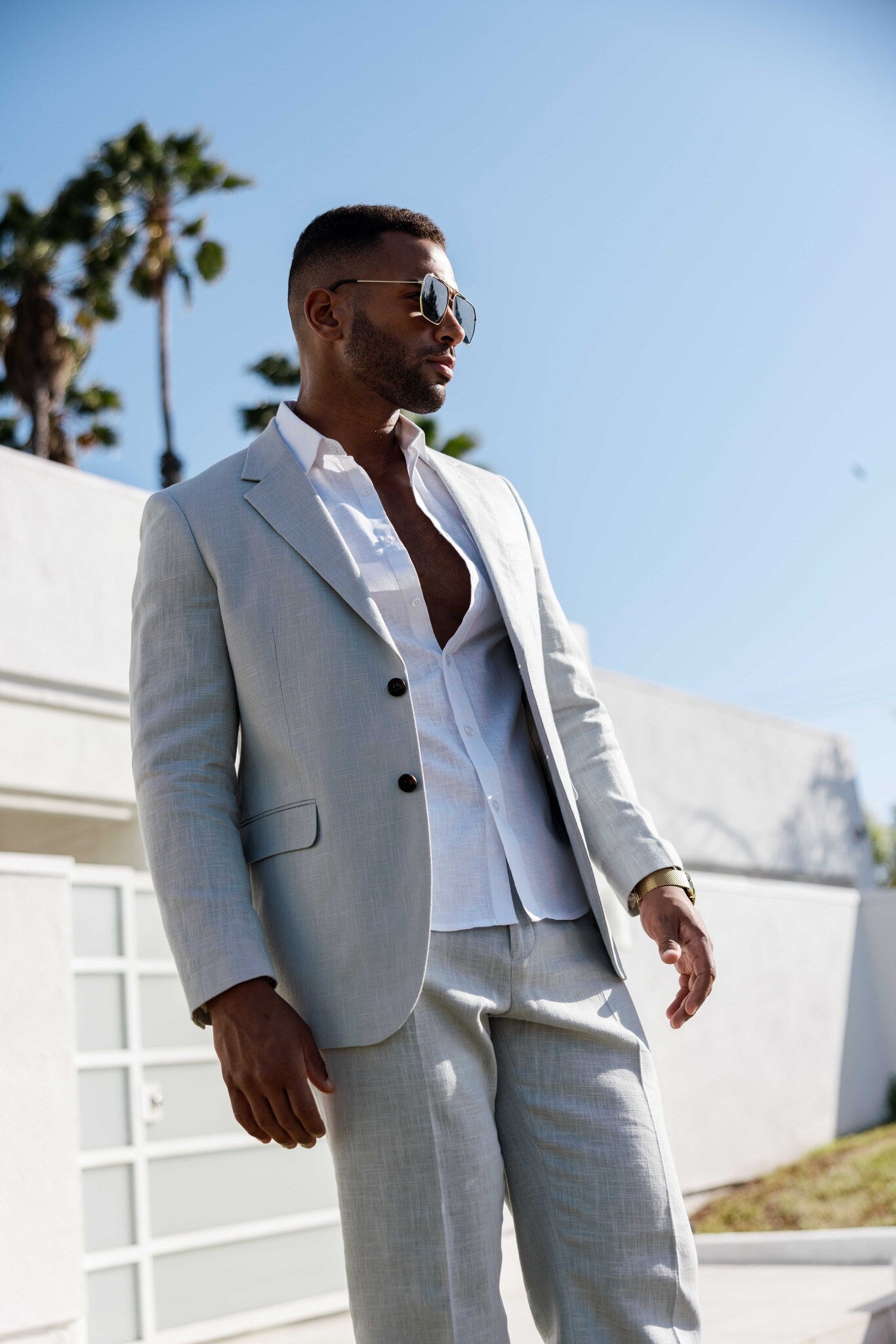 Traje de mezcla de poliéster y lino texturizado para hombre Mojito Reserve