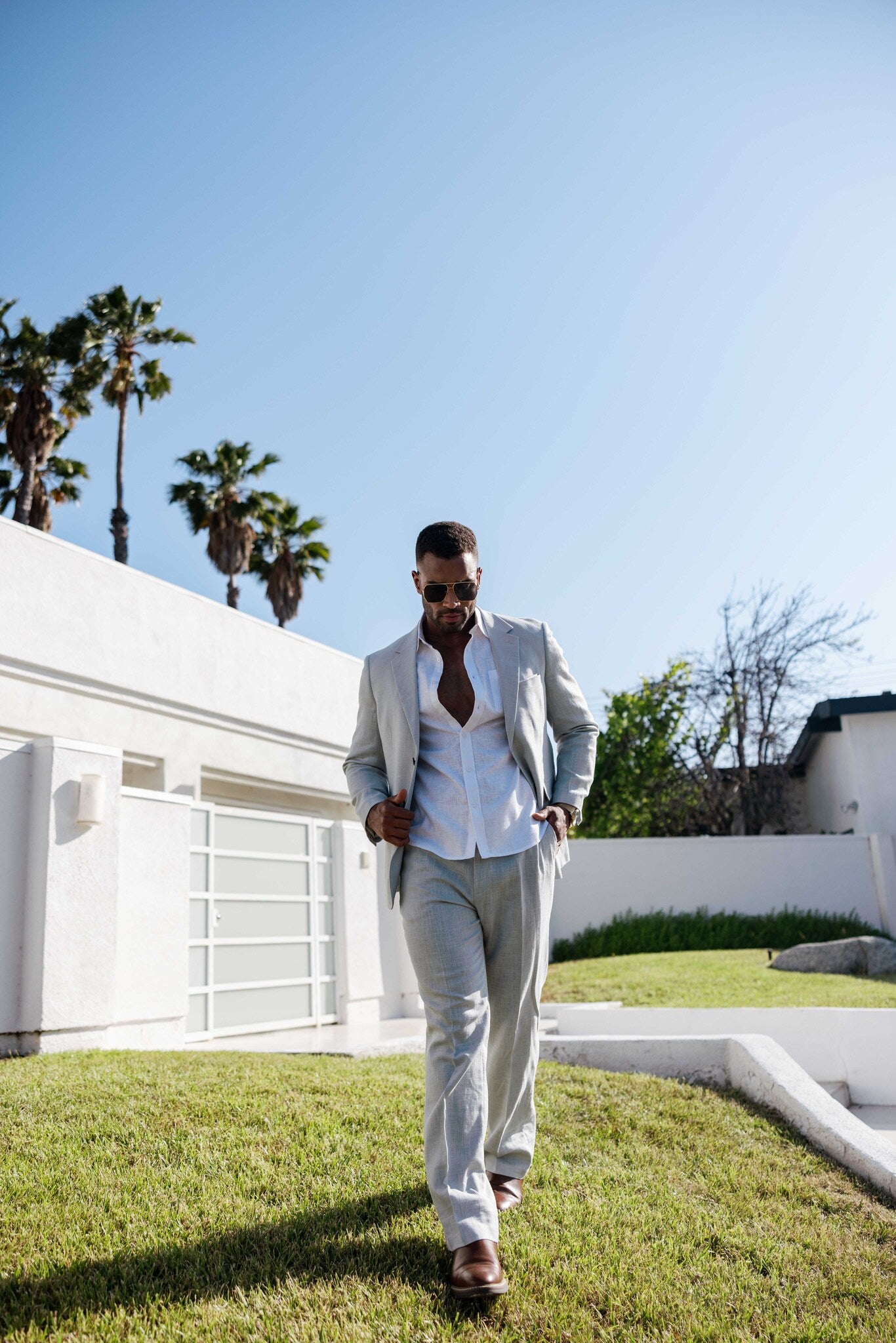 Traje de mezcla de poliéster y lino texturizado para hombre Mojito Reserve