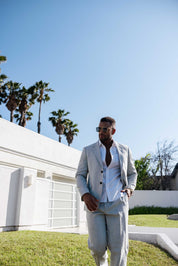 Traje de mezcla de poliéster y lino texturizado para hombre Mojito Reserve