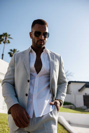 Traje de mezcla de poliéster y lino texturizado para hombre Mojito Reserve