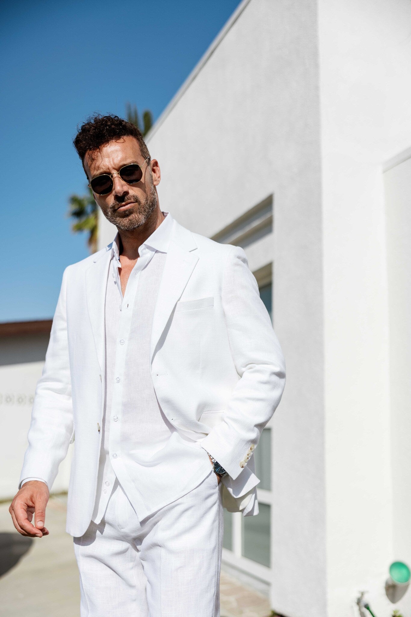 Traje de mezcla de poliéster y lino texturizado para hombre Mojito Reserve