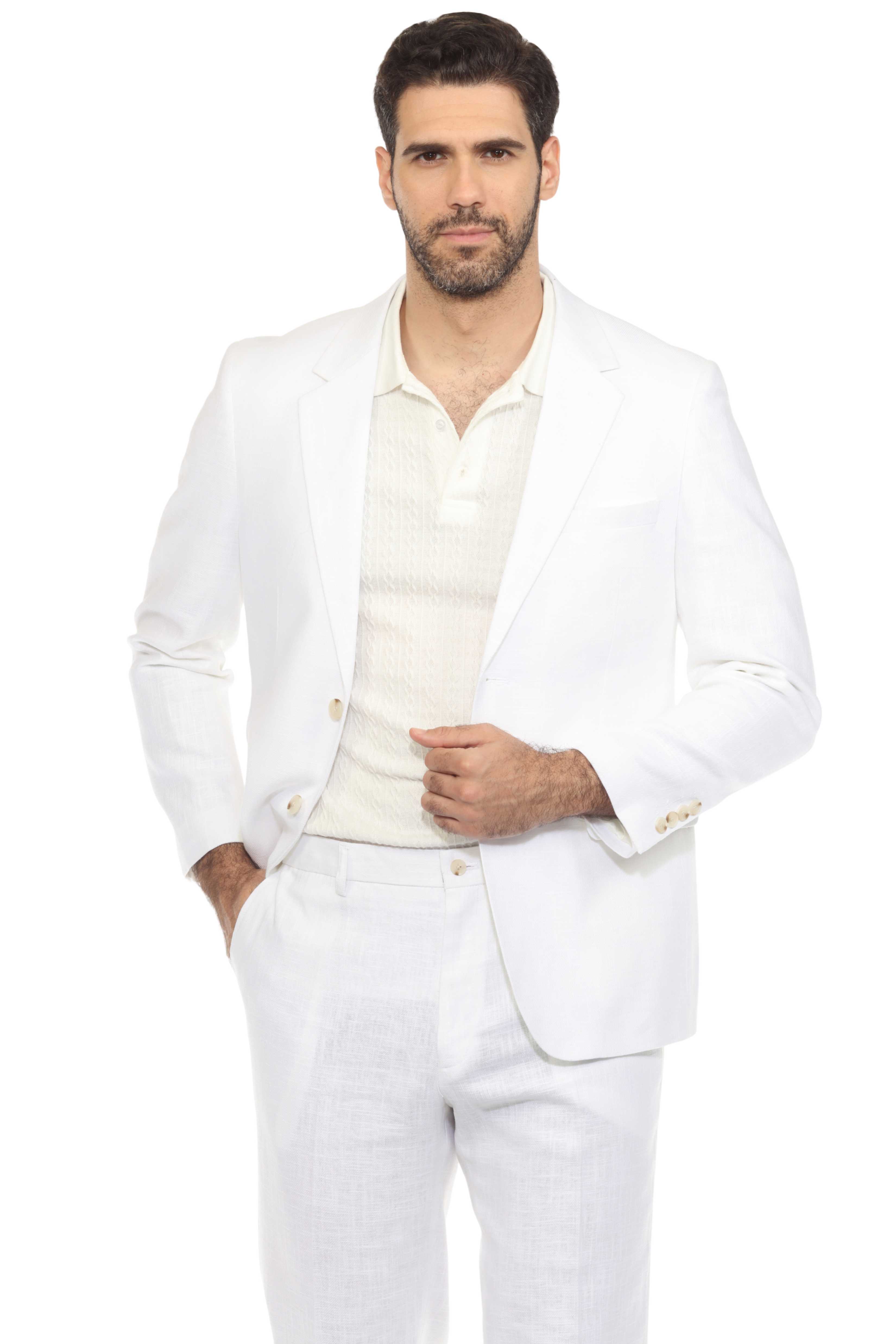 Traje de mezcla de poliéster y lino texturizado para hombre Mojito Reserve