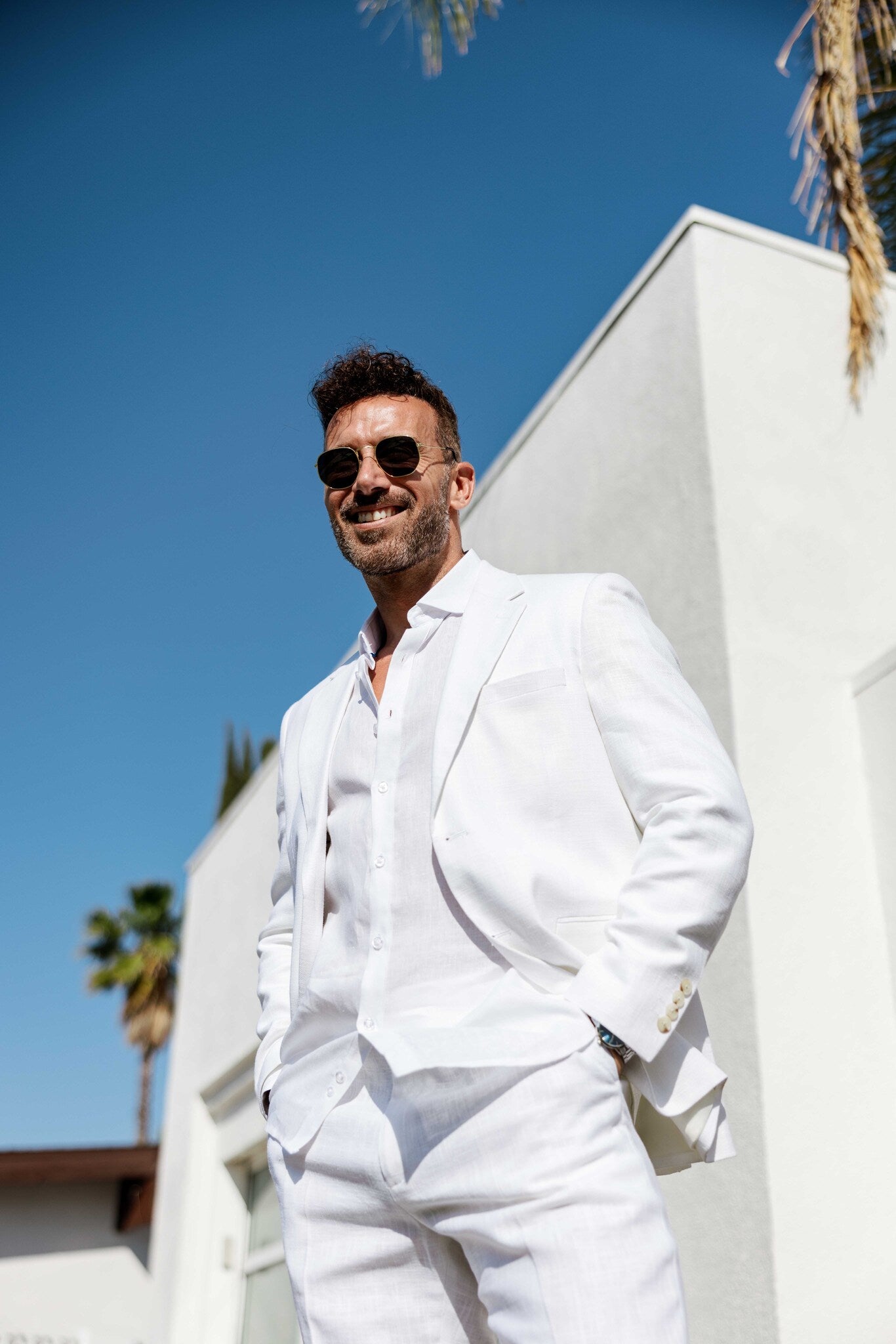 Traje de mezcla de poliéster y lino texturizado para hombre Mojito Reserve