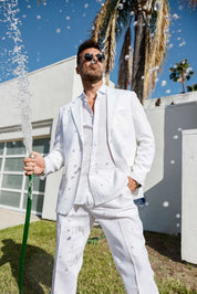 Traje de mezcla de poliéster y lino texturizado para hombre Mojito Reserve