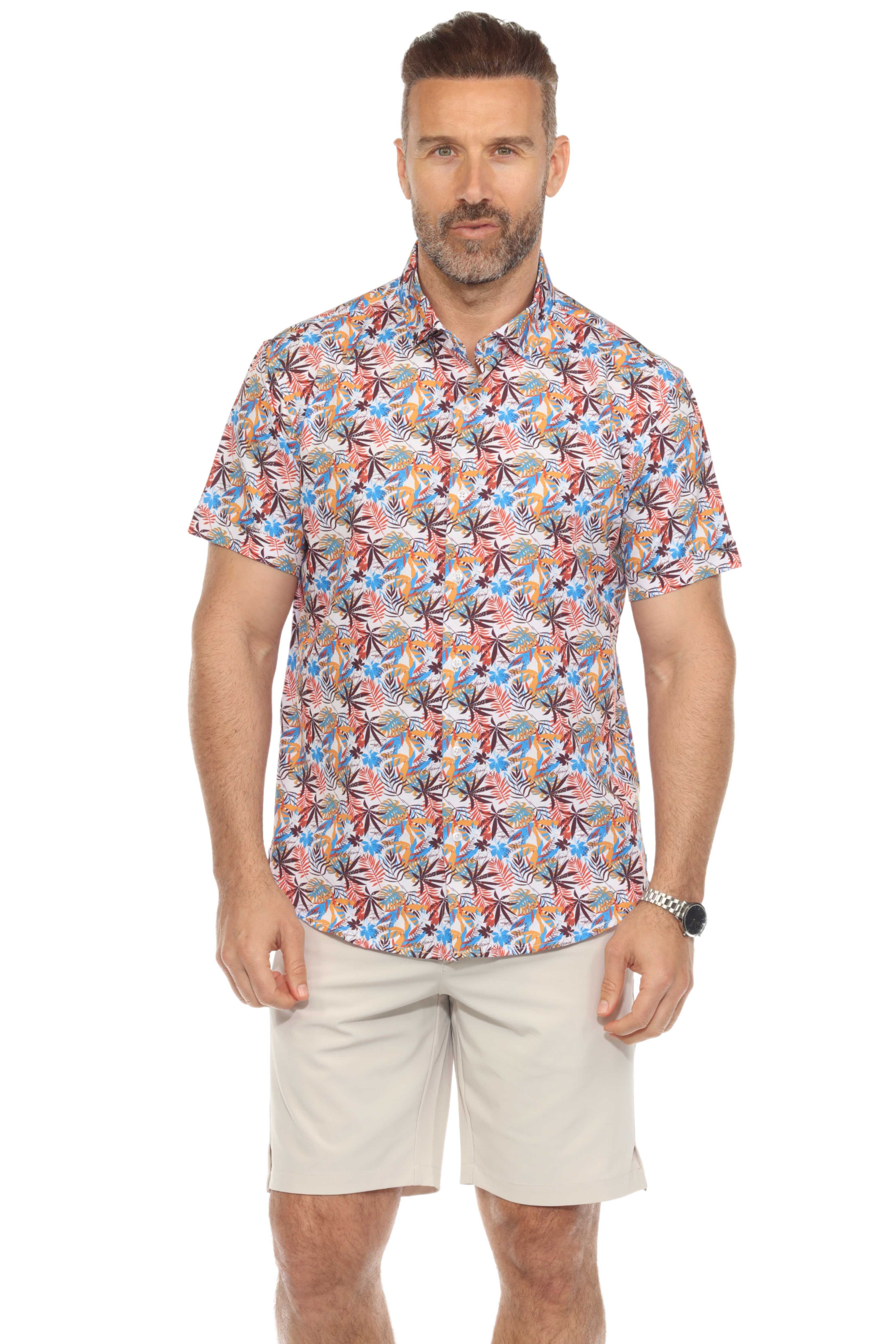 Men’s Mini Leaf Short Sleeve Stretch Shirt