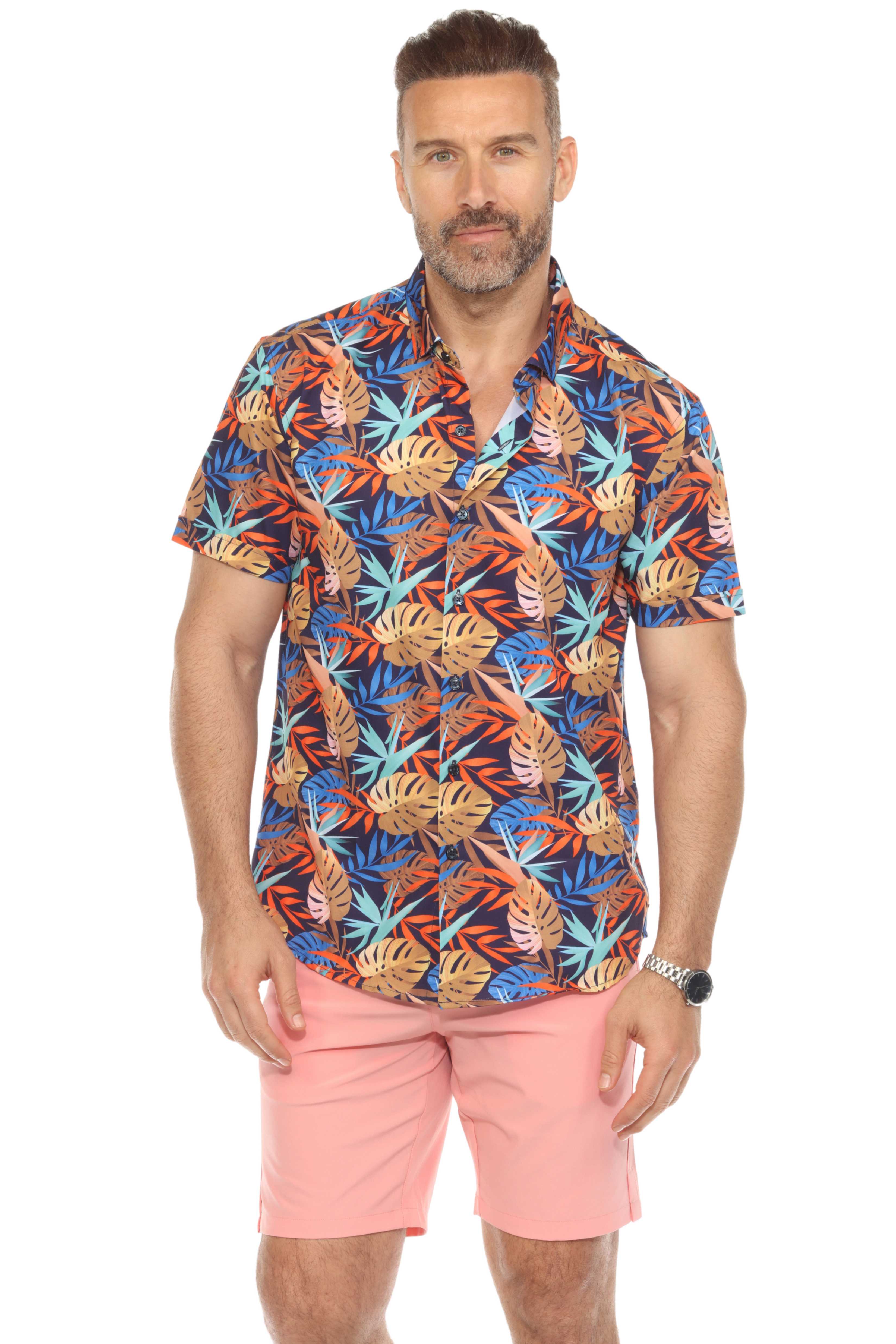 Men’s Island Leaf Short Sleeve Stretch Shirt