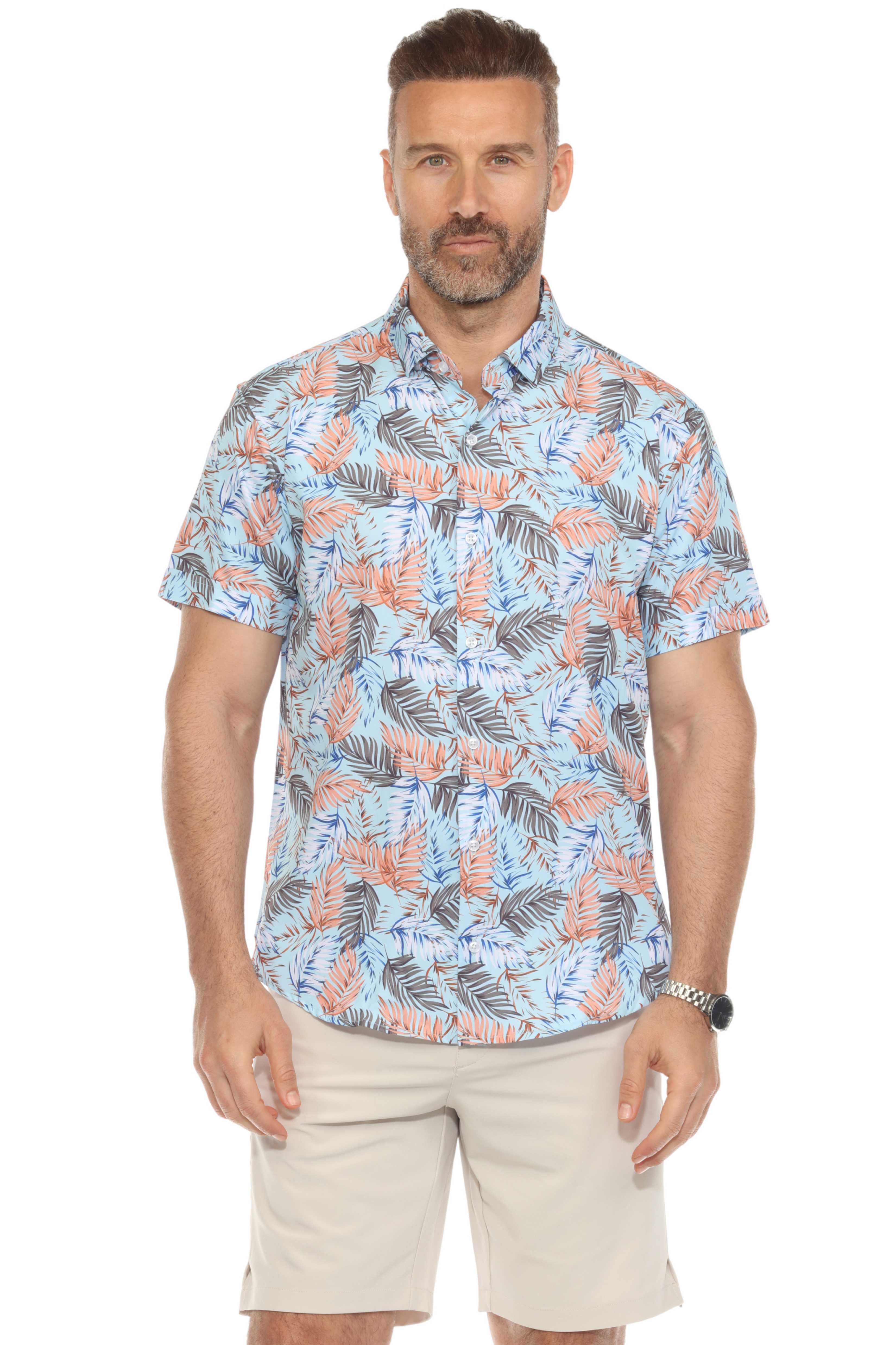 Men’s Multi Leaf Short Sleeve Stretch Shirt