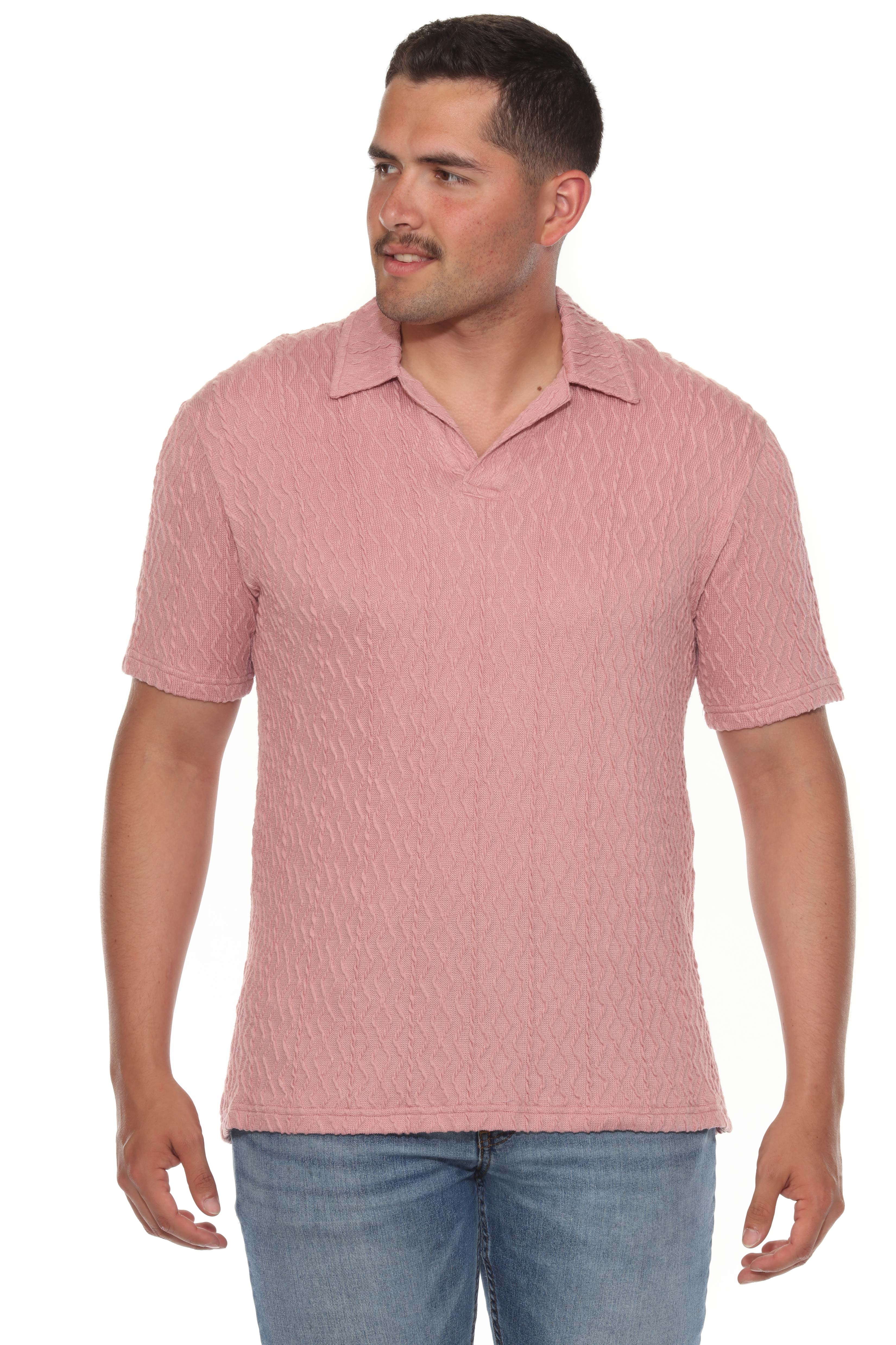 Men's Premium Stylish Polo Shirt with Modern Textured Cable Knit Pattern