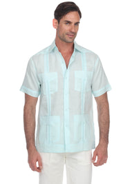 Men's 100% Linen Classic Four-Pocket Short Sleeve Guayabera Shirt