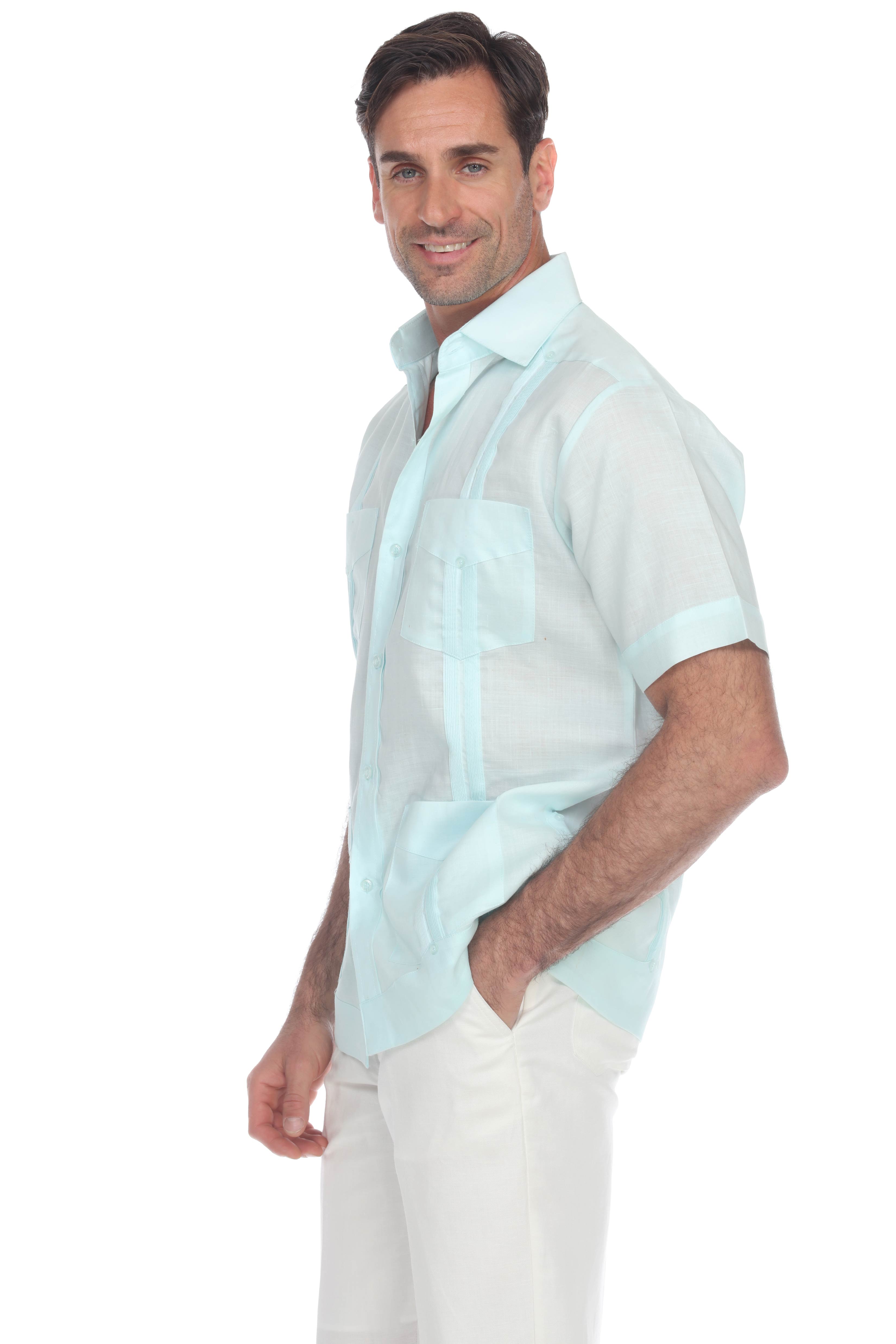 Men's 100% Linen Classic Four-Pocket Short Sleeve Guayabera Shirt