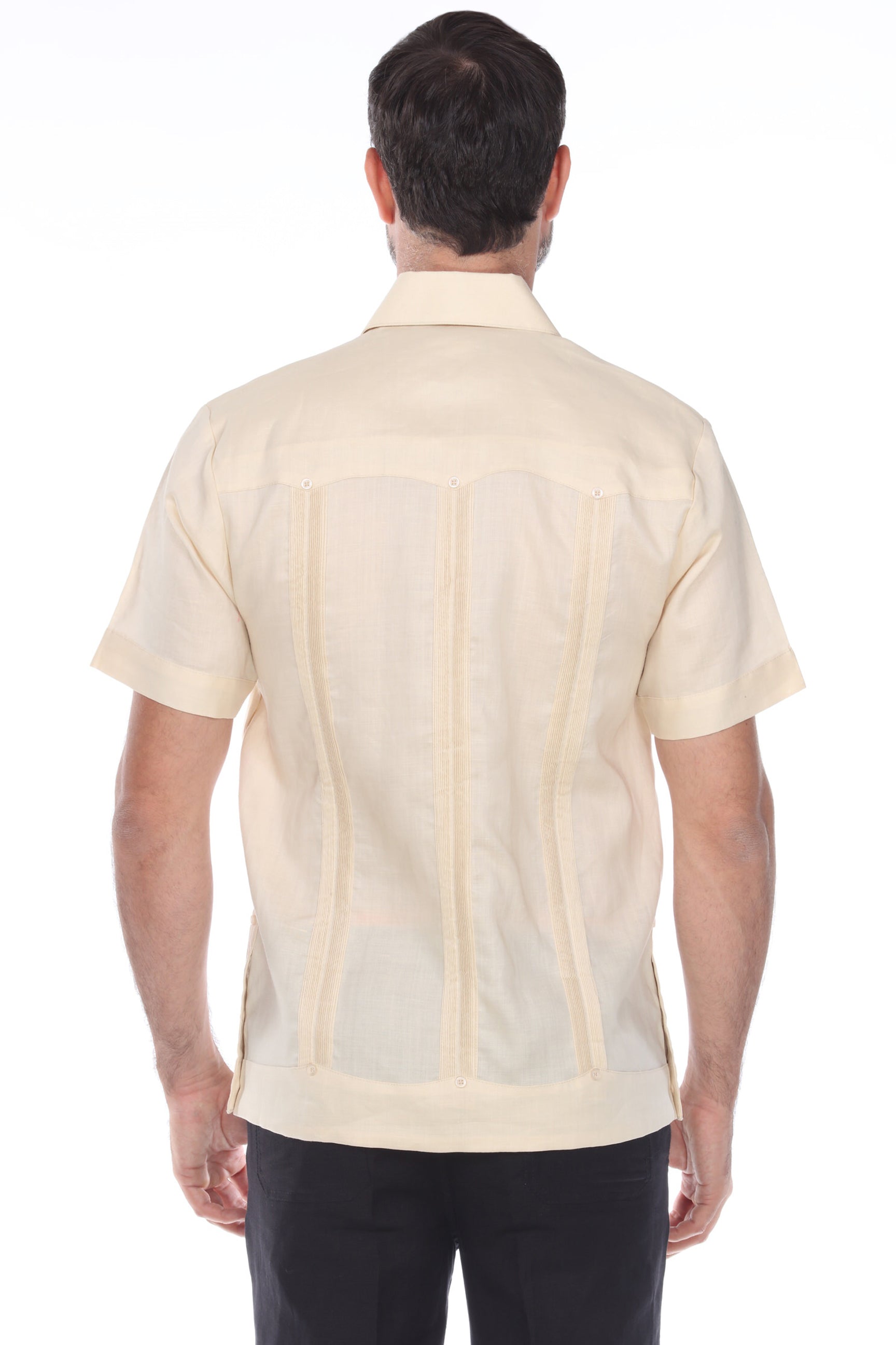Men's 100% Linen Classic Four-Pocket Short Sleeve Guayabera Shirt