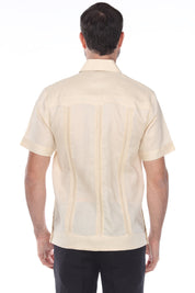 Men's 100% Linen Classic Four-Pocket Short Sleeve Guayabera Shirt