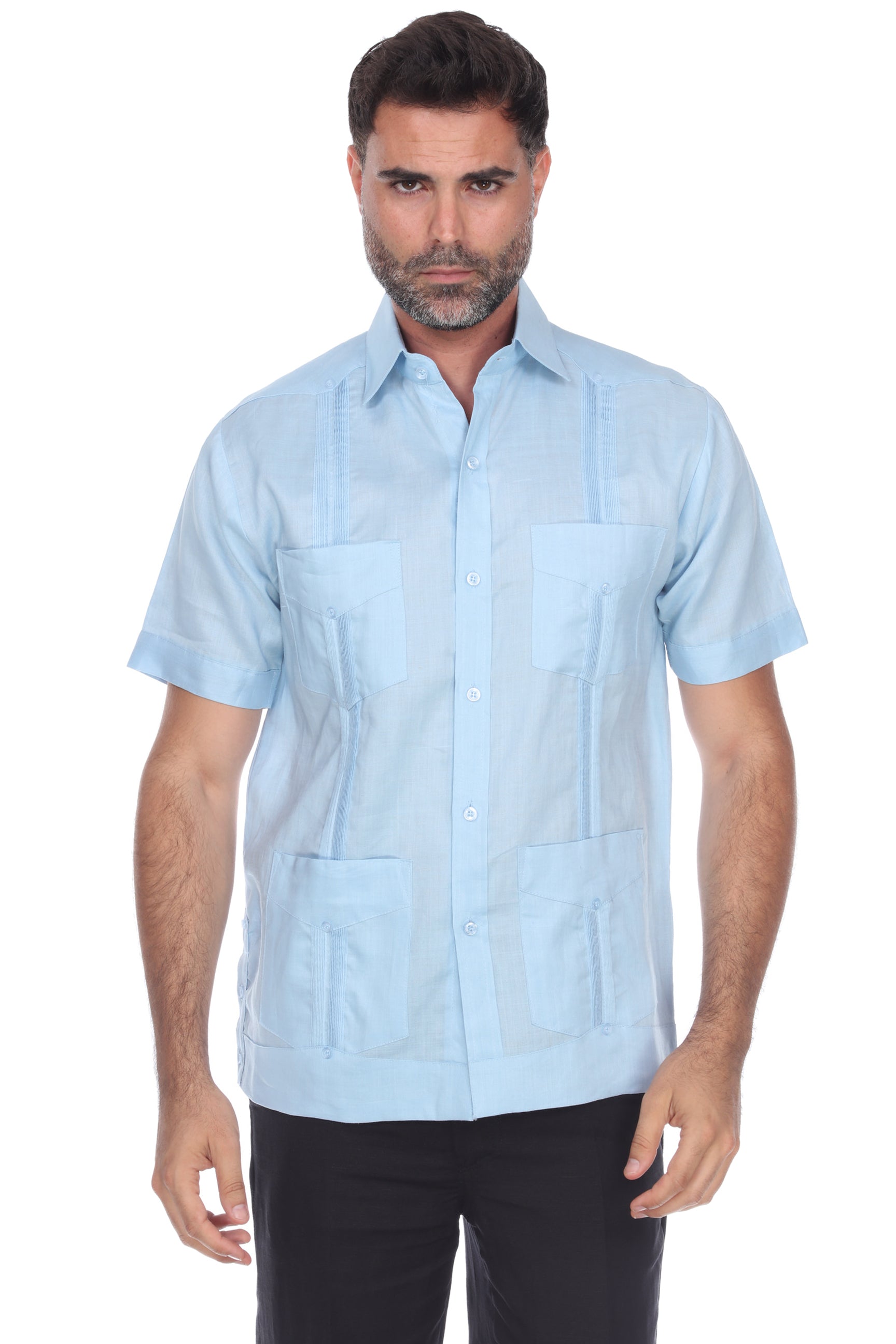 Men's 100% Linen Classic Four-Pocket Short Sleeve Guayabera Shirt