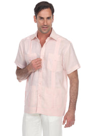Men's 100% Linen Classic Four-Pocket Short Sleeve Guayabera Shirt