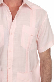 Men's 100% Linen Classic Four-Pocket Short Sleeve Guayabera Shirt