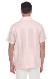 Men's 100% Linen Classic Four-Pocket Short Sleeve Guayabera Shirt