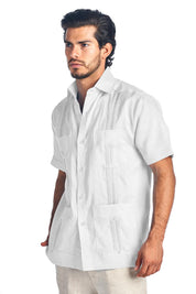 Men's 100% Linen Classic Four-Pocket Short Sleeve Guayabera Shirt