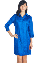 Vestido Guayabera para Mujer Estilo Clásico Mezcla de Lino Manga 3/4 y Botones