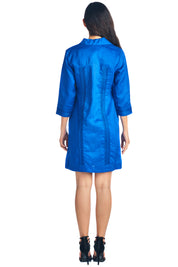 Vestido Guayabera para Mujer Estilo Clásico Mezcla de Lino Manga 3/4 y Botones