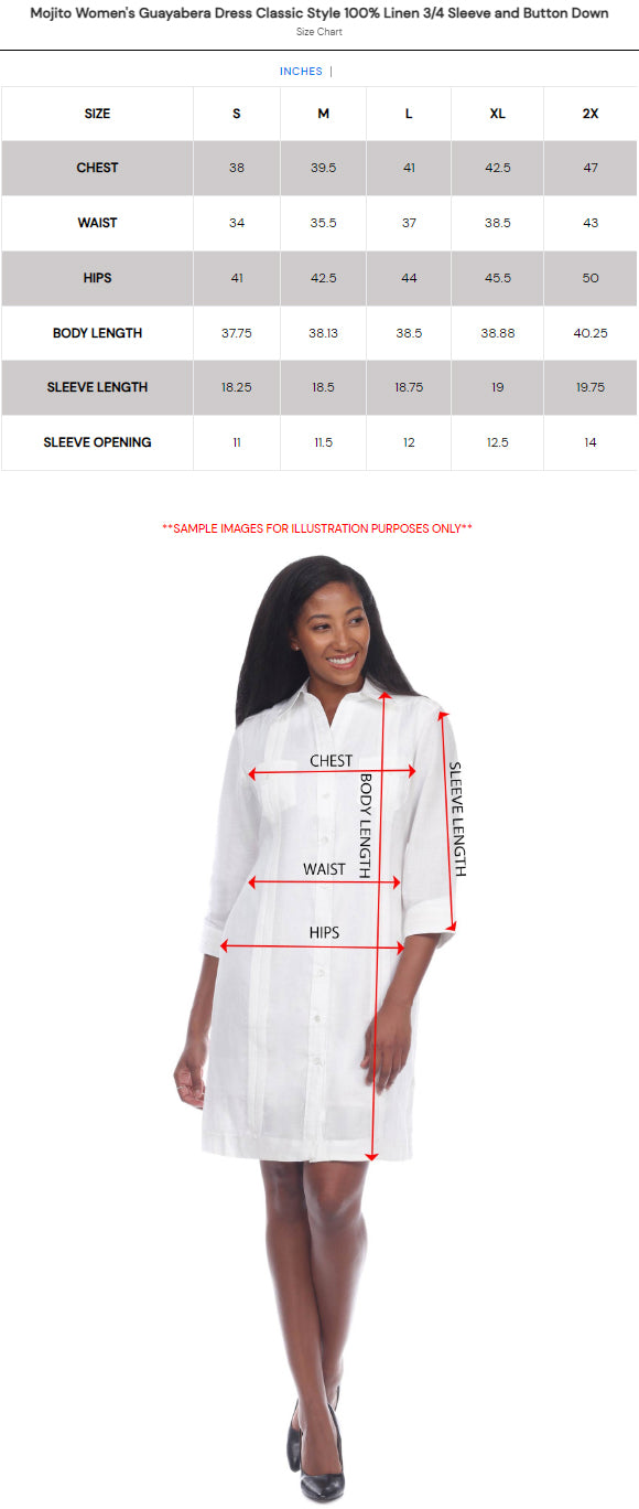 Vestido Guayabera para Mujer Estilo Clásico Mezcla de Lino Manga 3/4 y Botones