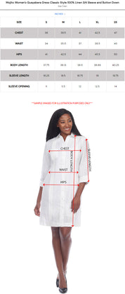 Vestido Guayabera para Mujer Estilo Clásico Mezcla de Lino Manga 3/4 y Botones