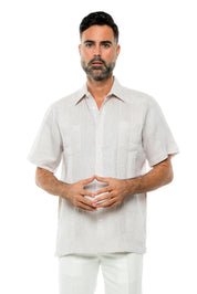 Mojito Men's Yarn Dye 100% Linen Guayabera Shirt Short Sleeve 2 Pocket Design - Mojito Collection - Guayabera, Mens Shirt, Mojito Guayabera Shirt, Short Sleeve Linen Shirt, Short Sleeve Shirt