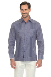 Mojito Collection Pinstripe 100% Linen Guayabera Shirt Long Sleeve - Mojito Collection - Guayabera, Long Sleeve Shirt, Mens Shirt, Mojito Guayabera Shirt